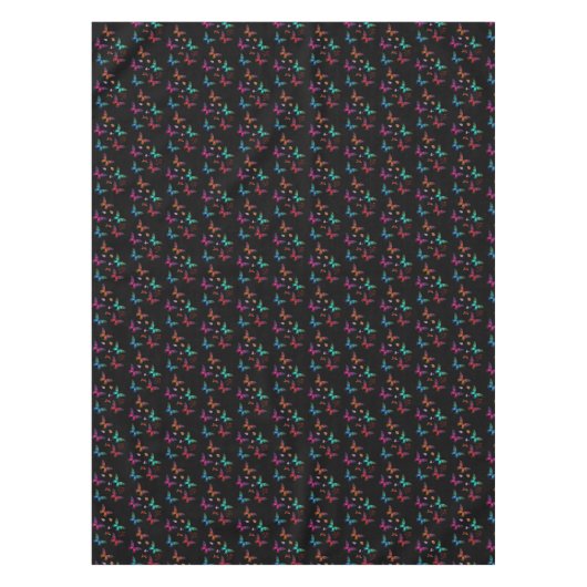 Jewel Tone Butterflies op Black Pattern Tafelkleed (Voorkant)