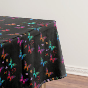  Jewel Tone Butterflies op Black Pattern Tafelkleed