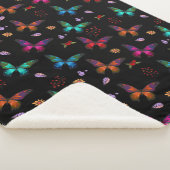 Jewel Tone Butterflies op Black Sherpa Deken (3/4)