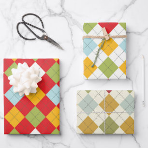 Jewel Tone Christmas Wrap - Designer Patterns Inpakpapier Vel