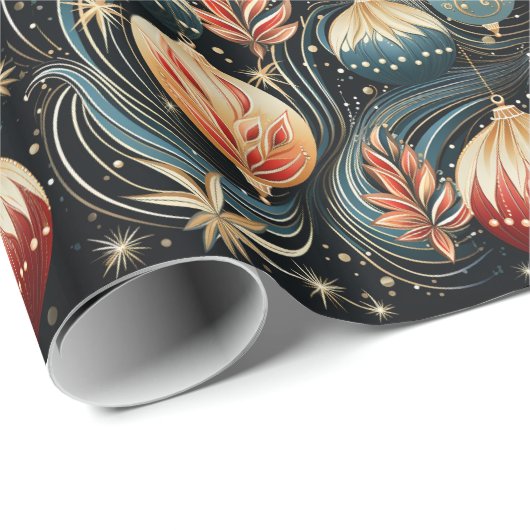 Jewel Tone Christmas Xmas Tree Ornament Cadeaupapier (Rol Hoek)