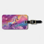 Jewel Tone Cosmic Sparkle Rainbow Glitter Eenhoorn Bagagelabel (Voorkant horizontaal)