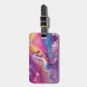 Jewel Tone Cosmic Sparkle Rainbow Glitter Eenhoorn Bagagelabel (Voorkant verticaal)