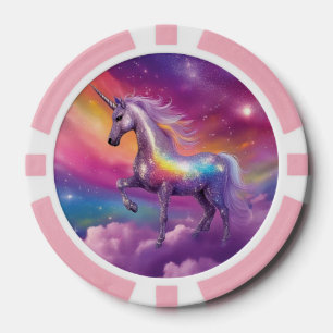 Jewel Tone Cosmic Sparkle Rainbow Glitter Eenhoorn Poker Chips