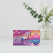 Jewel Tone Cosmic Sparkle Rainbow Glitter Unicorn Visitekaartje (Staand voorkant)