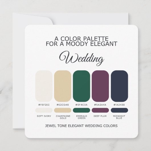 Jewel Tone Elegant Wedding Color Palette Card Kaart (Voorkant)