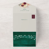Jewel Tone Emerald Rustic Boho Wedding All In One Uitnodiging (Buitenkant)