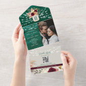 Jewel Tone Emerald Rustic Boho Wedding All In One Uitnodiging (Afscheurbaar)