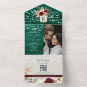 Jewel Tone Emerald Rustic Boho Wedding All In One Uitnodiging (Binnen)
