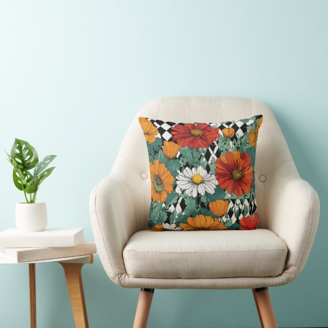 Jewel-Tone Floral Cartoon kussen (Stoel)