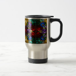 Jewel Tone Floral Stained Glass Art Mug Reisbeker