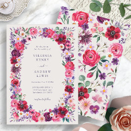 Jewel Tone Floral Wedding Kaart