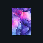 Jewel Tone Fluid Resin Nebula Glow Canvas Afdruk<br><div class="desc">Deep indigo and sapphire blues swirl into electric turquoise, cyan, and lavender, pierced by vivid hot pink, magenta, and coral veins that glow like molten light. Fine metallic gold and copper flecks shimmer across the glossy surface, creating cosmic depth, luminous movement, and the illusion of nebulae, auroras, or polished gemstone...</div>