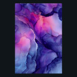 Jewel Tone Fluid Resin Nebula Glow Perfect Poster<br><div class="desc">Deep indigo and sapphire blues swirl into electric turquoise, cyan, and lavender, pierced by vivid hot pink, magenta, and coral veins that glow like molten light. Fine metallic gold and copper flecks shimmer across the glossy surface, creating cosmic depth, luminous movement, and the illusion of nebulae, auroras, or polished gemstone...</div>