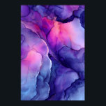 Jewel Tone Fluid Resin Nebula Glow Poster<br><div class="desc">Deep indigo and sapphire blues swirl into electric turquoise, cyan, and lavender, pierced by vivid hot pink, magenta, and coral veins that glow like molten light. Fine metallic gold and copper flecks shimmer across the glossy surface, creating cosmic depth, luminous movement, and the illusion of nebulae, auroras, or polished gemstone...</div>