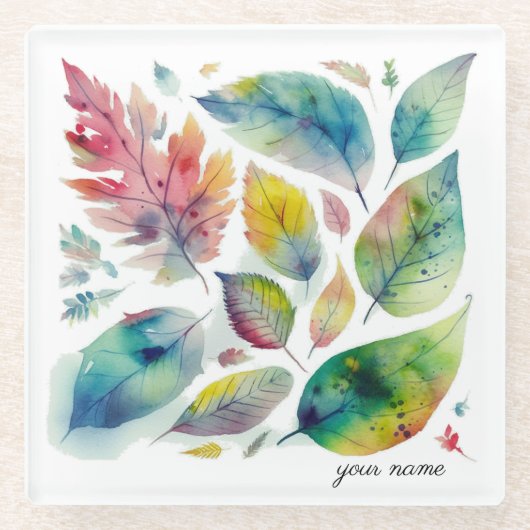 Jewel Tone Forest Waterverf, op maat Glazen Onderzetter (Voorkant)