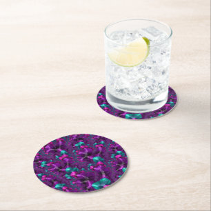 Jewel Tone Fractal Ronde Kartonnen Onderzetter