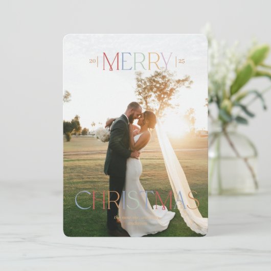 Jewel Tone Getrouwd Pas getrouwd Kerst Kaart (Staand voorkant)