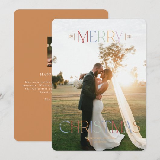 Jewel Tone Getrouwd Pas getrouwd Kerst Kaart (Voorkant / Achterkant)