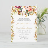 Jewel Tone Katholieke Bloemen Bruiloft en Receptie Kaart (Staand voorkant)