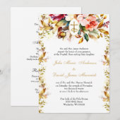 Jewel Tone Katholieke Bloemen Bruiloft en Receptie Kaart (Voorkant / Achterkant)