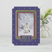 Jewel Tone Kerstfeest Joy met foto Feestdagenkaart (Staand voorkant)