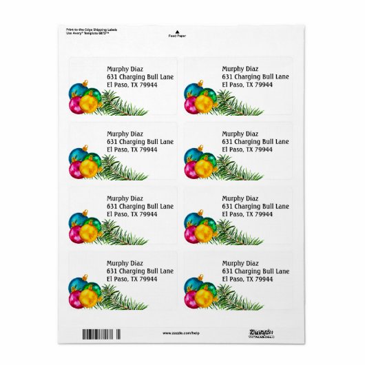 Jewel tone kerstsierplanten Pine Shipping Etiket (Full Sheet)