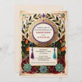Jewel Tone Moroccan Wedding Invitation Gold Kaart (Voorkant / Achterkant)