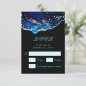 Jewel-Tone Paars Blue Wedding RSVP Kaartje (Staand voorkant)
