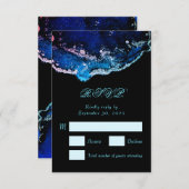 Jewel-Tone Paars Blue Wedding RSVP Kaartje (Voorkant / Achterkant)