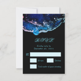 Jewel-Tone Paars Blue Wedding RSVP Kaartje