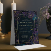 Jewel Tone Paars en Blauwgroen bloemen Folie Uitnodiging