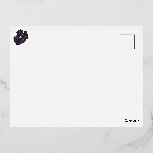 Jewel Tone Paars en Blauwgroen bloemen Folie Uitnodiging Briefkaart (Achterkant)