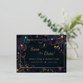 Jewel Tone Paars en Blauwgroen bloemen Folie Uitnodiging Briefkaart (Staand Voorkant)