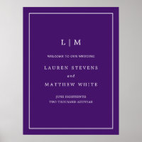 Jewel Tone Paarse Monogram Elegant Welkomsthuwelij