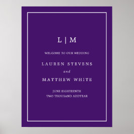 Jewel Tone Paarse Monogram Elegant Welkomsthuwelij Poster
