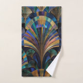 Jewel Tone Peacock Blue Purple Gold Art Deco Bad Handdoek (Handdoek)