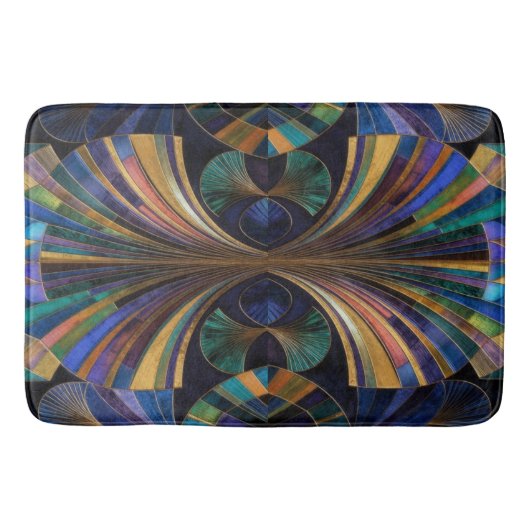 Jewel Tone Peacock Blue Purple Gold Art Deco Badmat (Voorkant)
