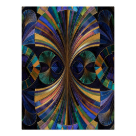 Jewel Tone Peacock Blue Purple Gold Art Deco Perfect Poster
