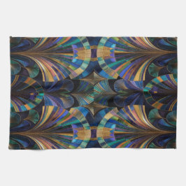 Jewel Tone Peacock Blue Purple Gold Art Deco Theedoek