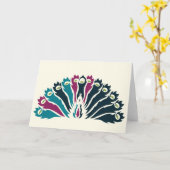 Jewel Tone Peacock (Fan) Notecard Kaart (Gele Bloem)