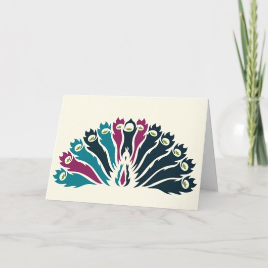 Jewel Tone Peacock (Fan) Notecard Kaart (Voorkant)