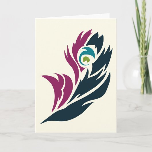 Jewel Tone Peacock Feather Notecard Kaart (Voorkant)