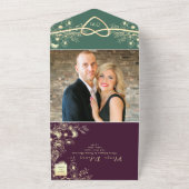 Jewel Tone Plum Paars Wedding All In One Uitnodiging (Buitenkant)