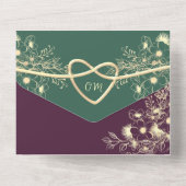 Jewel Tone Plum Paars Wedding All In One Uitnodiging (Achterkant)