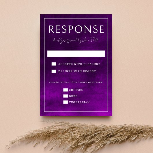 Jewel Tone-Romance | Amethyst | Bruiloft RSVP Kaartje