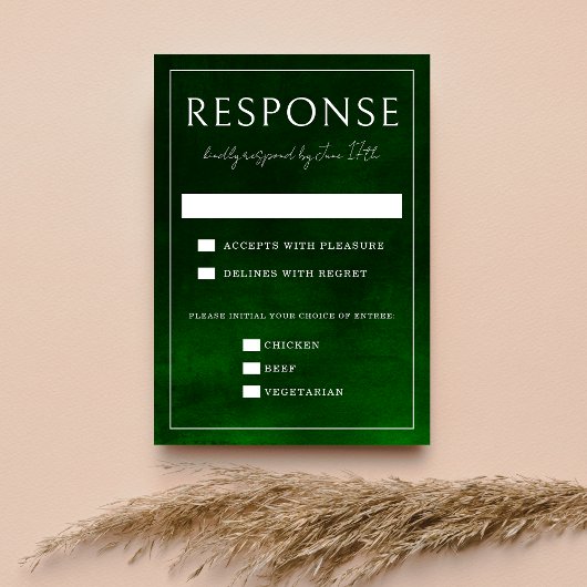 Jewel Tone-Romance | Emerald | Bruiloft RSVP Kaartje