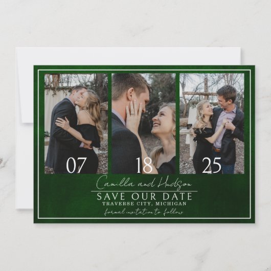 Jewel Tone-Romance | Emerald | Bruiloft Save The Date (Voorkant)
