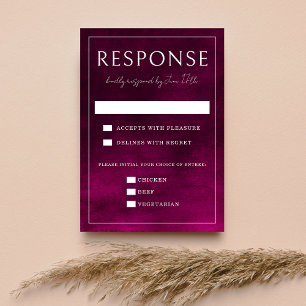 Jewel Tone-Romance   Granaat Rood   Bruiloft RSVP Kaartje