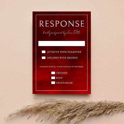 Jewel Tone-Romance | robijn | Bruiloft RSVP Kaartje